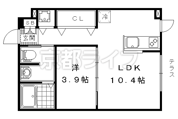 1LDK：洋3.9×LDK10.4（33㎡）