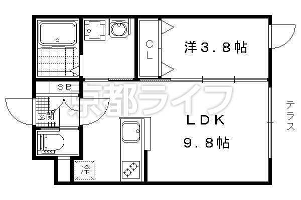 1LDK：洋3.8×LDK9.8（33㎡）
