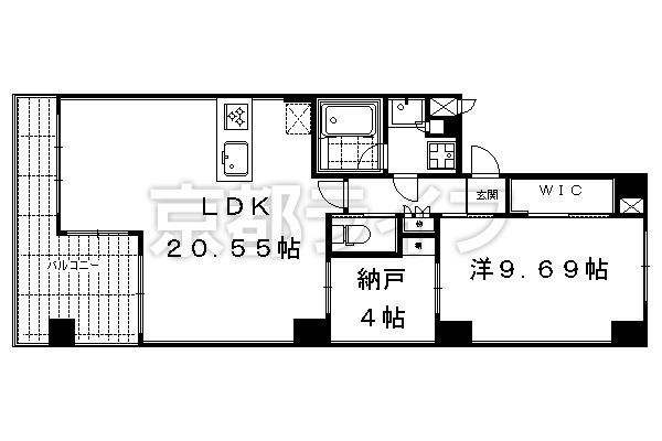 1SLDK：洋9.69×納4×LDK20.55（71.44㎡）