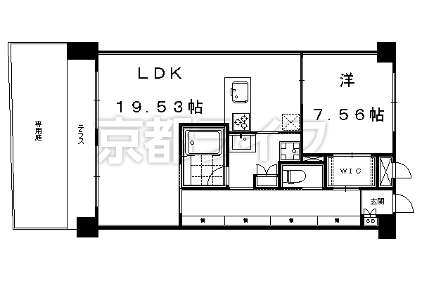 1LDK：洋7.56×LDK19.53（65.28㎡）