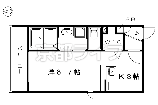 1K：洋6.7×K3（25.84㎡）