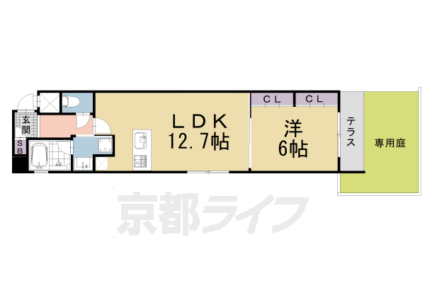 ■1LDK：洋6×LDK12.7