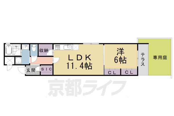 ■1LDK：洋6×LDK11.4