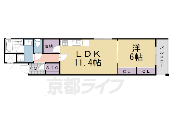 ■1LDK：洋6×LDK11.4