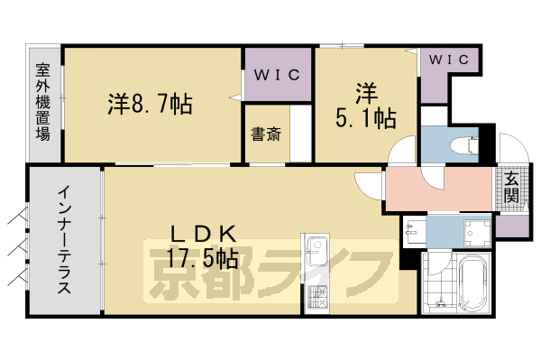 ■2LDK：洋8.7×洋5.1×LDK17.5(82.1㎡)
