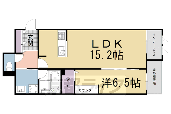 ■1LDK：洋6.5×LDK15.2(54.51㎡)