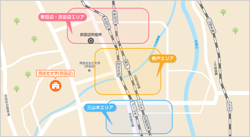 同志社大学(京田辺)周辺マップ