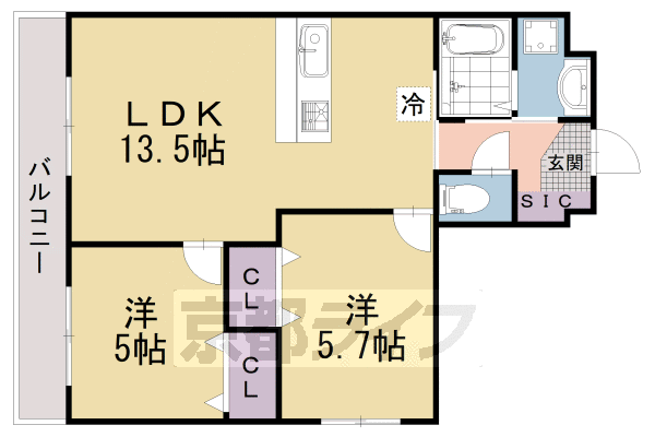 ■2LDK：洋5×洋5.3×LDK13.2(50.46㎡)<br> ■2LDK：洋5×洋5.7×LDK13.5(51.12㎡)