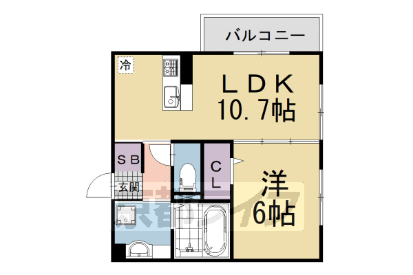 1LDK：洋6×LDK10.7(41.12㎡)