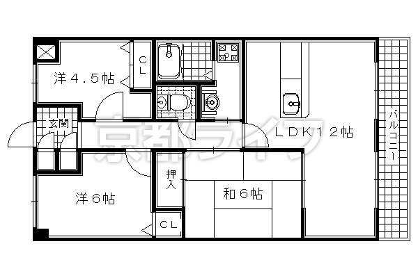 3LDK：洋6×和6×洋4.5×LDK12（65.35㎡）