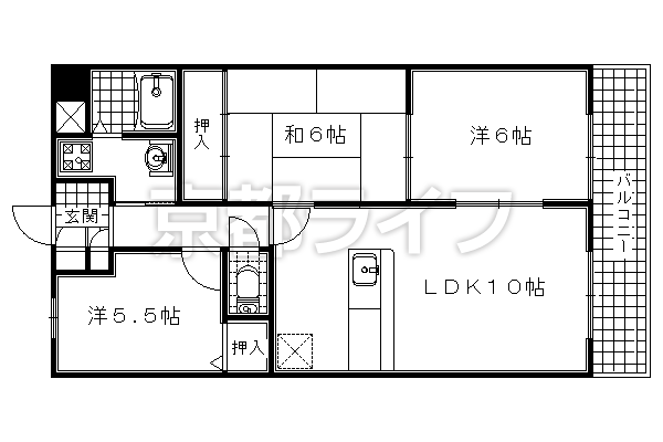 3LDK：洋6×和6×洋5.5×LDK10（65.35㎡）