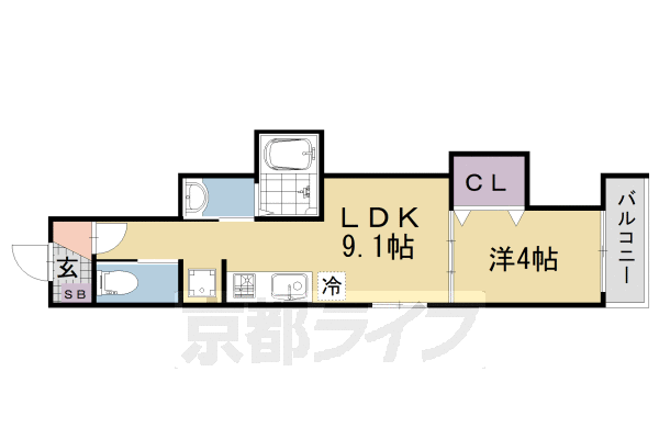 ■1LDK：洋4×LDK9.1(30.19 ㎡)