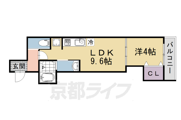 ■1LDK：洋4×LDK9.6(32.26 ㎡)