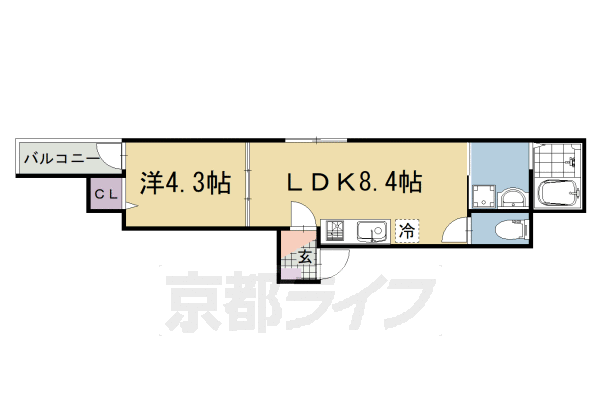 ■1LDK：洋4.3×LDK8.4(30.17 ㎡)