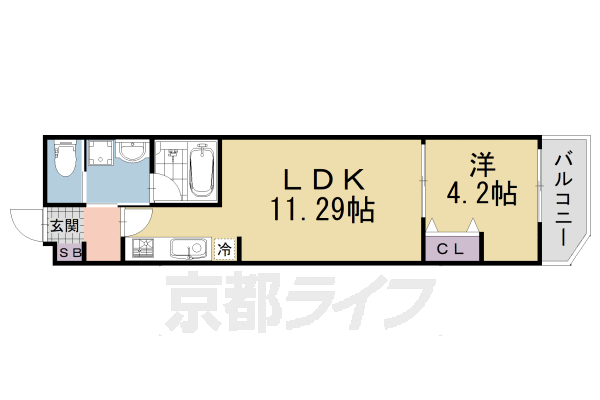 ■1LDK：洋4.2×LDK11.29(34.51 ㎡)