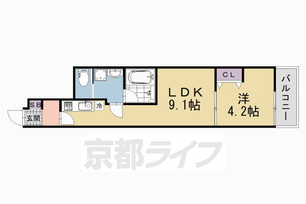 ■1LDK：洋4.2×LDK9.1(30.77 ㎡)