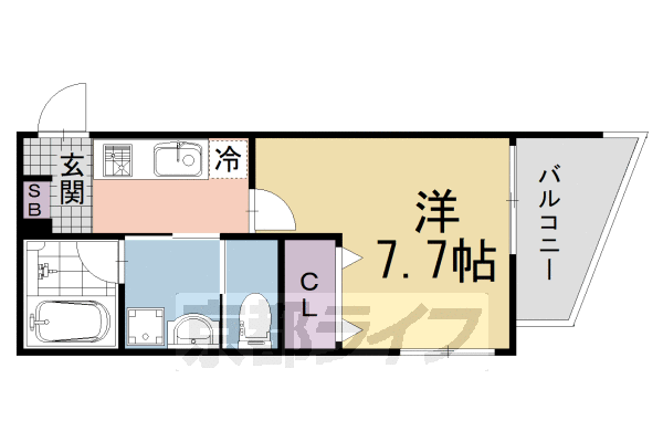 ■1K：洋7.7×K2(24.36 ㎡)