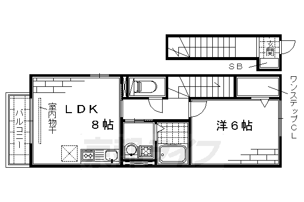 ■1LDK：洋6×LDK8(41.69 ㎡)