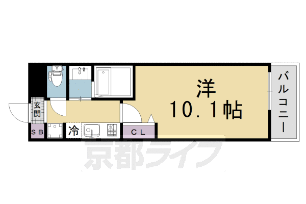 ■1K：洋10.1×K2(27.9 ㎡)