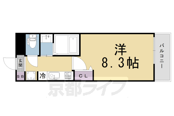 ■1K：洋8.3×K2(24.9 ㎡)