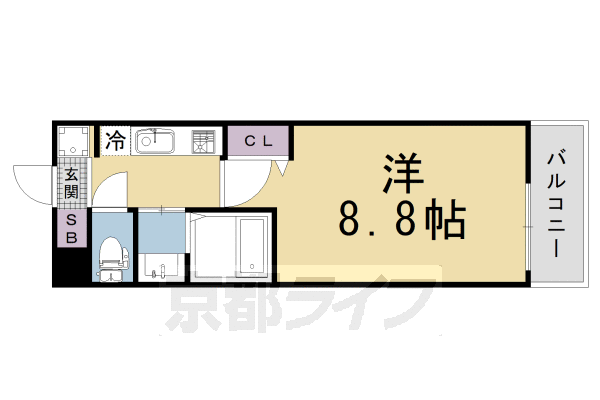 ■1K：洋8.8×K2(25.2 ㎡)