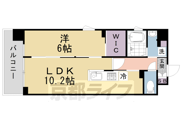 1LDK：洋6×LDK10.2（41.73㎡）