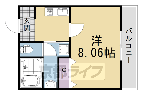 ■1K：洋8.06×K2.57(26.75 ㎡)