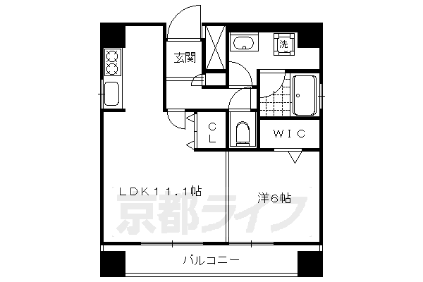 1LDK：洋6×LDK11.1(52.6㎡)