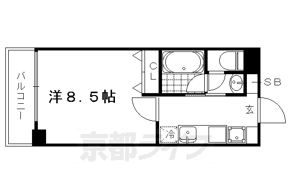 ■1K：洋8.5×K2(26 ㎡)