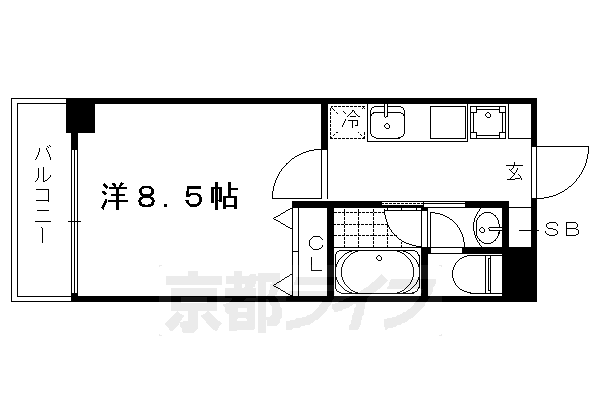 ■1K：洋8.5×K2(26 ㎡)