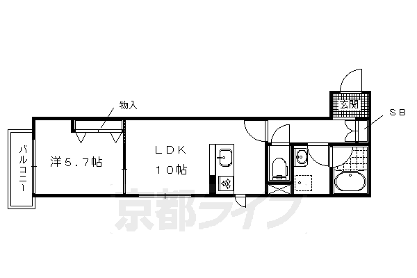 ■1LDK:洋5.7×LDK9.9(41.3㎡)