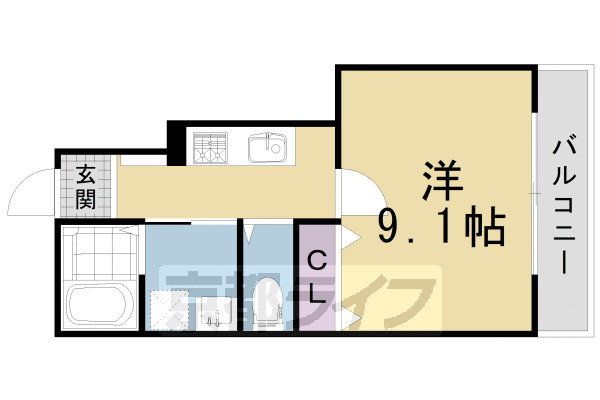 1K：洋9.1×K2.5（30.14㎡）