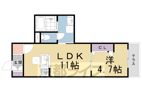1LDK：洋4.7×LDK11（38.94㎡）