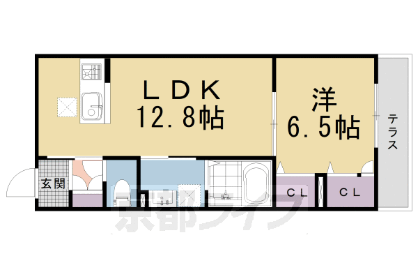 1LDK：洋6.5×LDK12.8（45.13㎡）