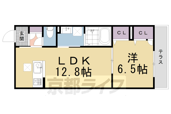 1LDK：洋6.5×LDK12.8（45.13㎡）