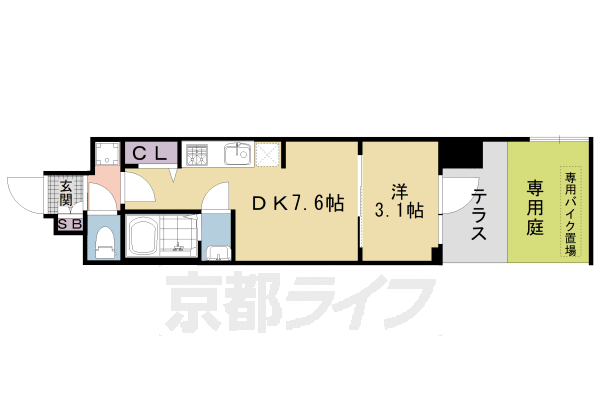1DK：洋3.1×DK7.6（26.55㎡）