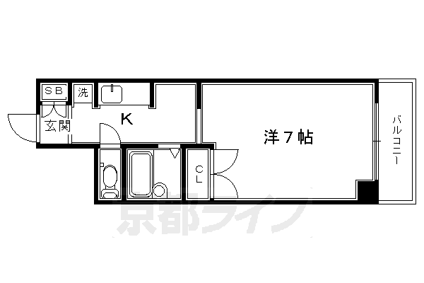 1K：洋7×K2(21.5㎡)