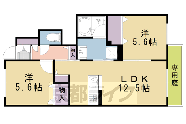 ■2LDK：洋5.6×洋5.6×LDK12.5(56.28 ㎡)