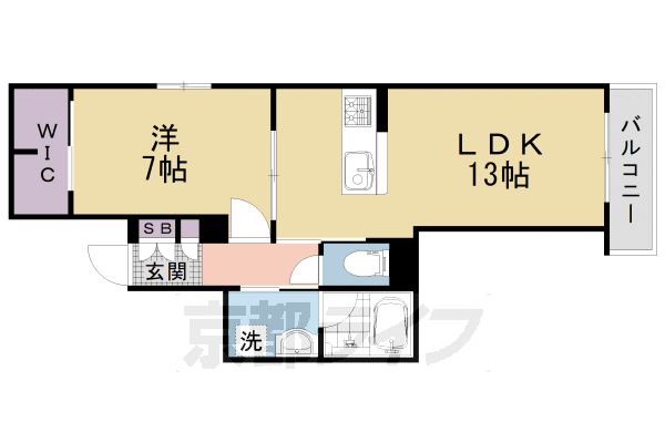 1LDK：洋7×LDK13（50.38 ㎡）