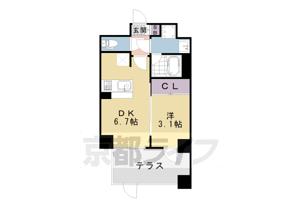 1DK：洋3.1×DK6.7(26.63 ㎡)