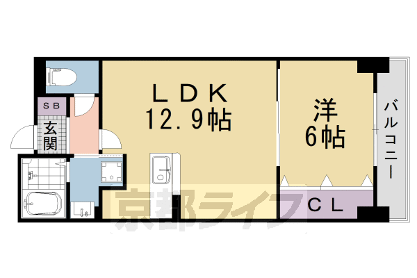 1LDK：洋6×LDK12.91（42.46㎡）