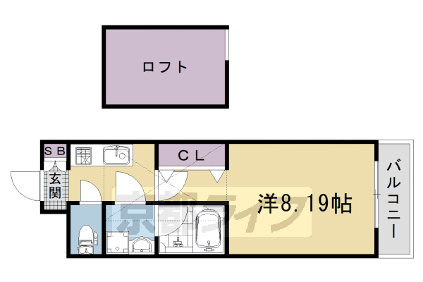 1K：洋8.19×K2×ロフト4(25.95㎡)