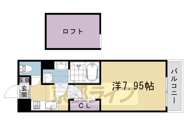 1K：洋7.95×K2×ロフト4(25.28㎡)