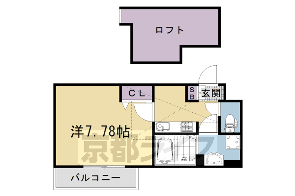 1K：洋7.78×K2×ロフト4(25.74㎡)