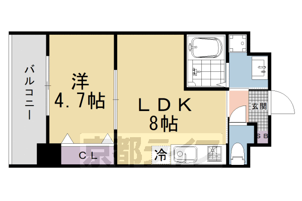 ■1LDK:洋4.7×LDK8(30.24 ㎡)