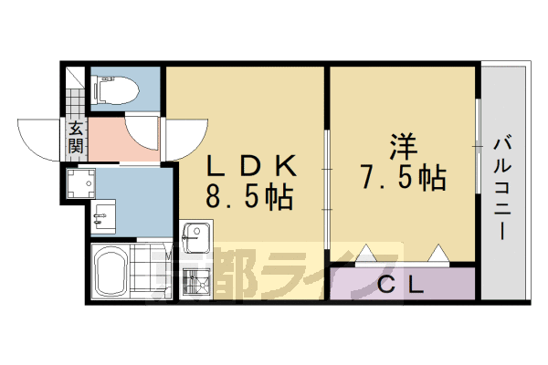 1LDK：洋7×LDK8.5(37.02㎡)