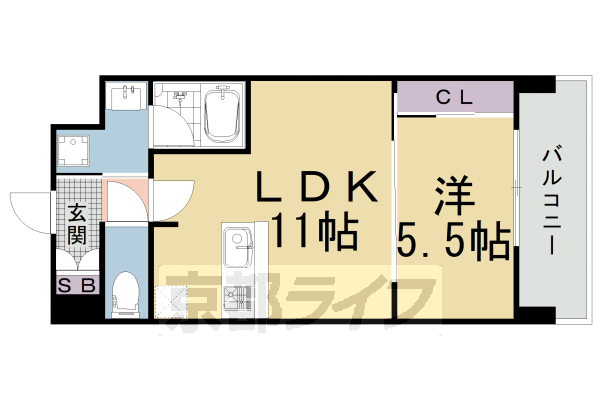 1LDK：洋5.5×LDK11（38.38㎡）