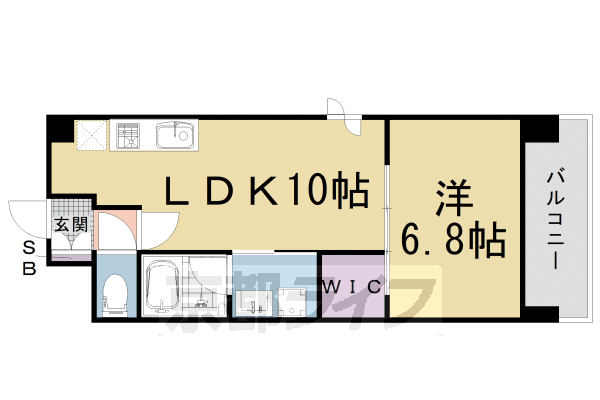 1LDK：洋6.8×LDK10（38.38㎡）
