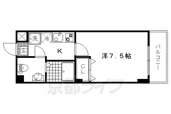 1K：洋7.5×K2（22.95㎡)