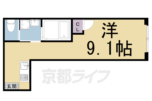 1R:洋9.1×K1.5(19㎡)